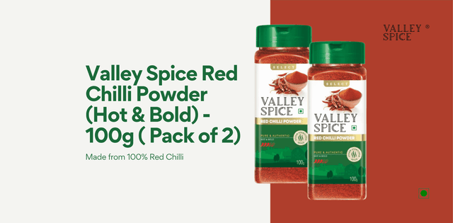 Valley Spice Red Chilli Powder (Hot & Bold) - 100g ( Pack of 2)