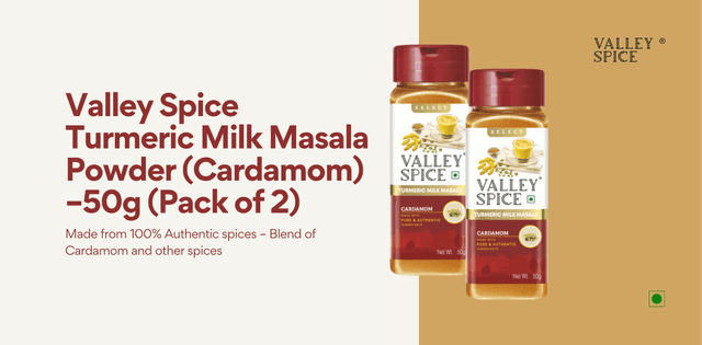 Valley Spice Turmeric Milk Masala Powder (Cardamom) –50g (Pack of 2)