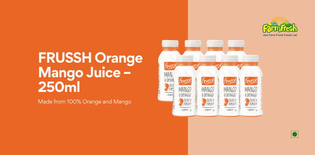FRUSSH Orange Mango Juice - 250ml (Pack of 8)