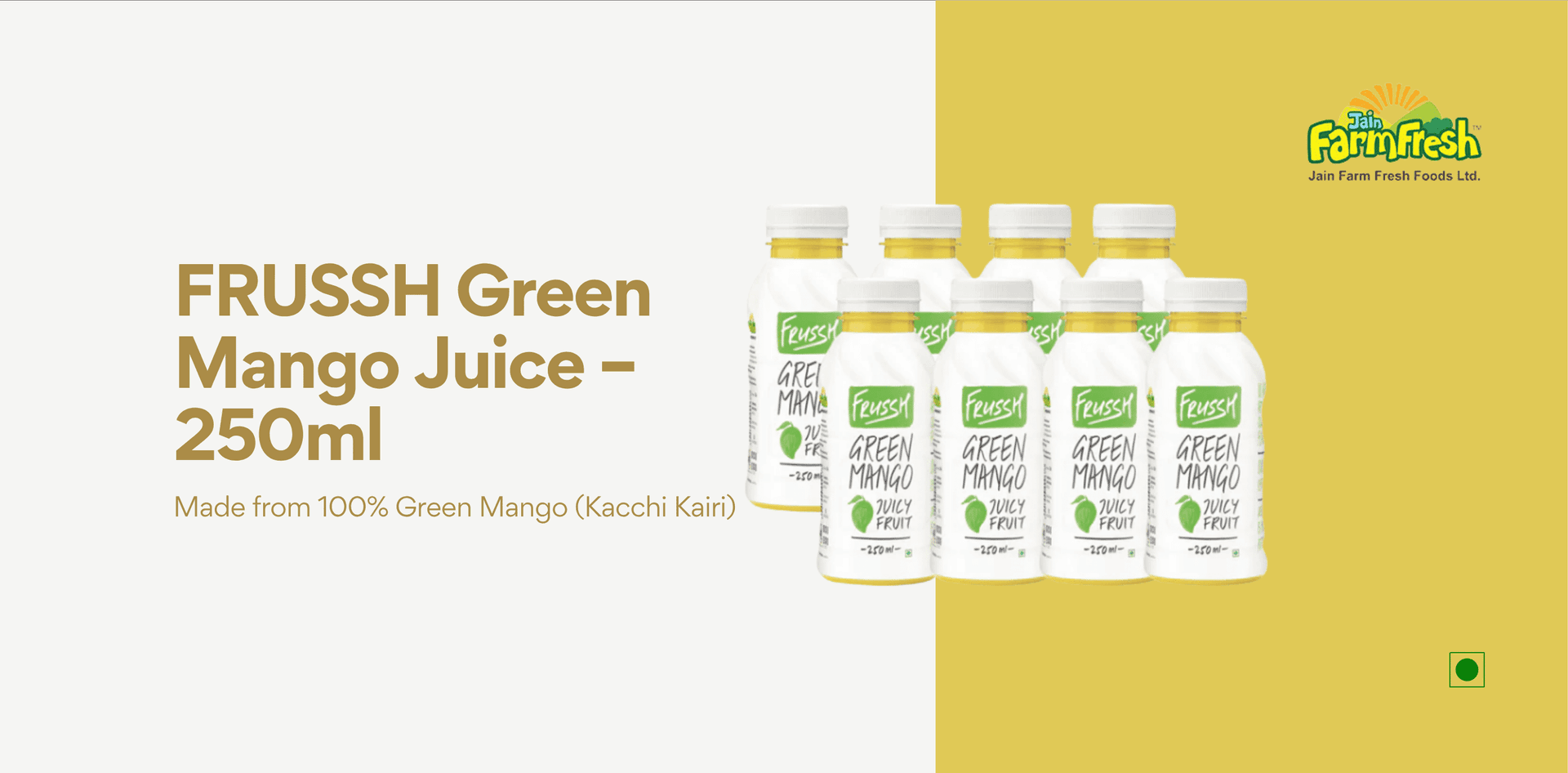 FRUSSH Green Mango Juice - 250ml (Pack of 8)