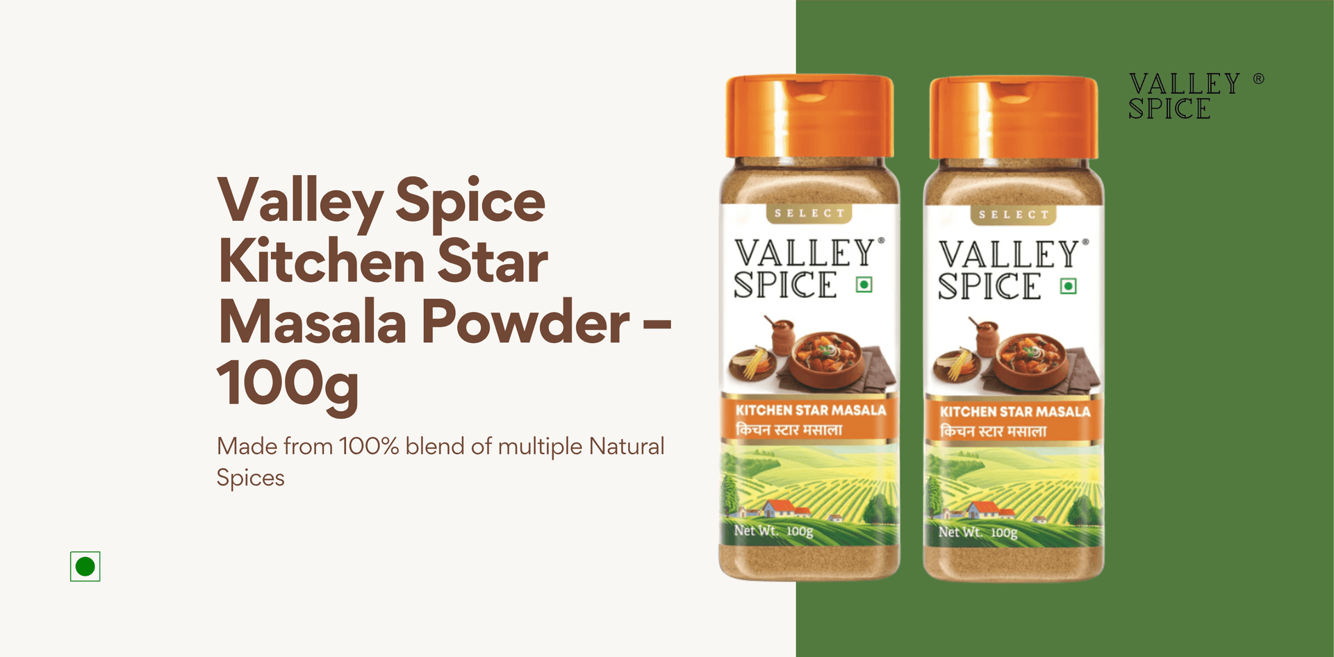 Valley Spice Kitchen Star Masala Powder -100g (Pack of 2) |Kitchen Star Masala Powder |Natural |100g x 2 – PET Bottle
