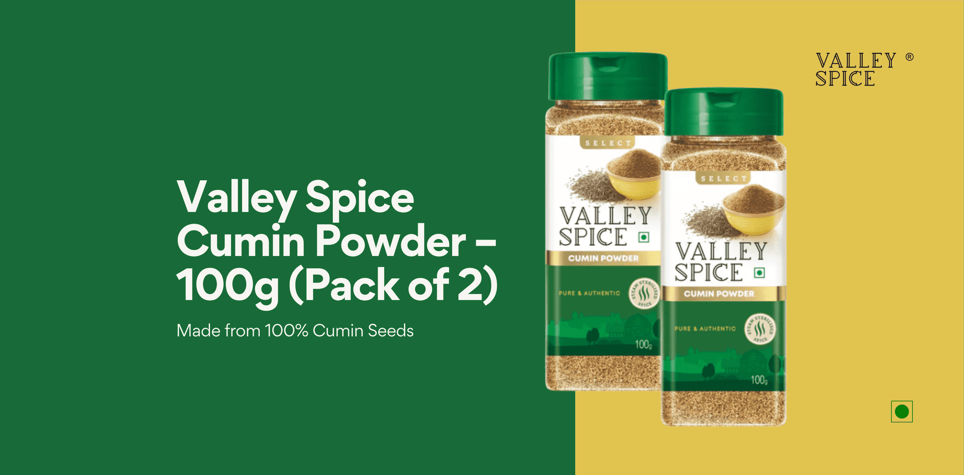 Valley Spice Cumin Powder – 100g (Pack of 2)