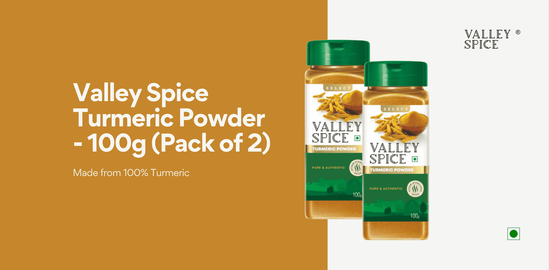 Valley Spice Turmeric Powder - 100g (Pack of 2)